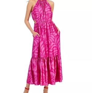 Taylor women's printed cutout halter A-line dress.